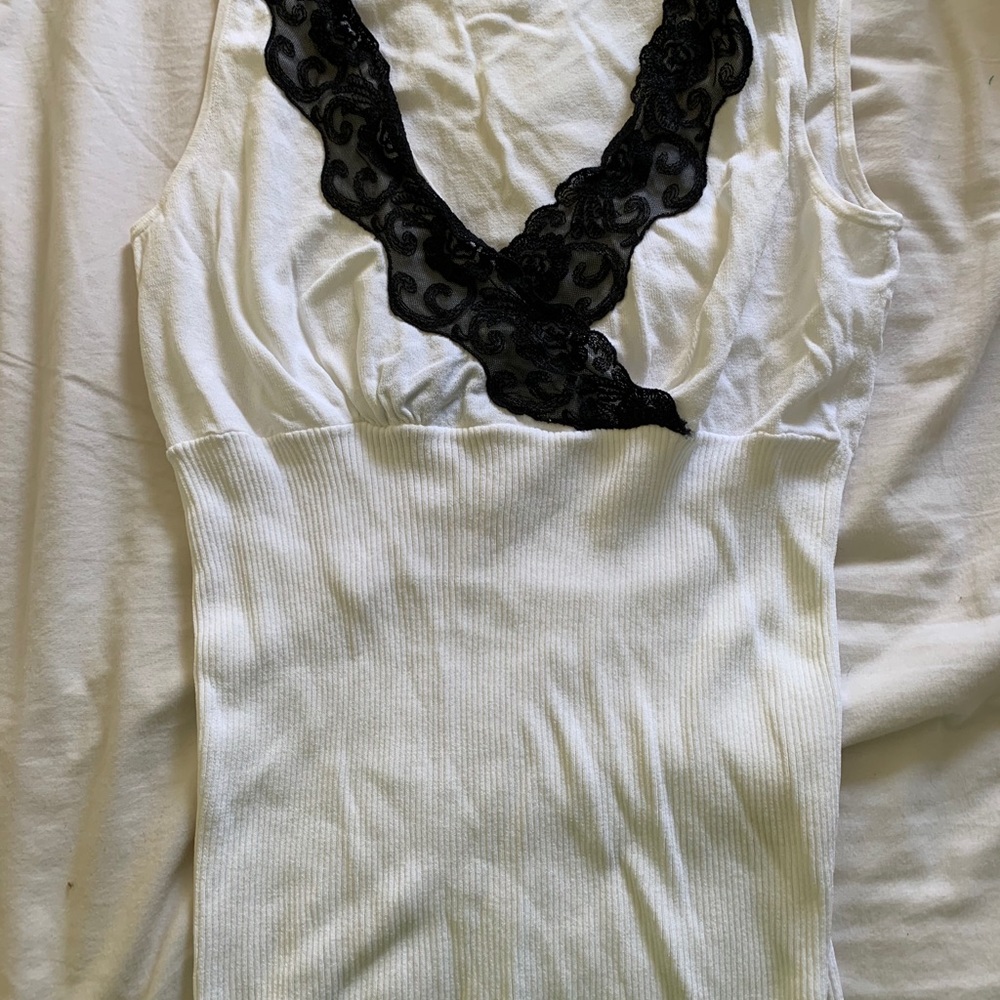 NWOT WHBM Tank With Black Lace Trim